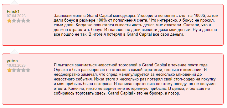 Отзывы о обмане брокером Grand Capital 